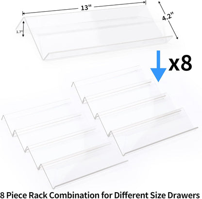 Clear Acrylic Spice Drawer Organizer, 4 Tier- 2 Set Expandable From 13" to 26" Drawer Seasoning Organizer, Kitchen Spice Rack Tray for Drawer/Countertop (Jars not included)