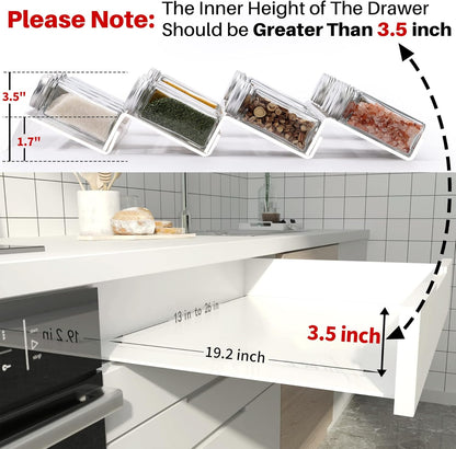 Clear Acrylic Spice Drawer Organizer, 4 Tier- 2 Set Expandable From 13" to 26" Drawer Seasoning Organizer, Kitchen Spice Rack Tray for Drawer/Countertop (Jars not included)