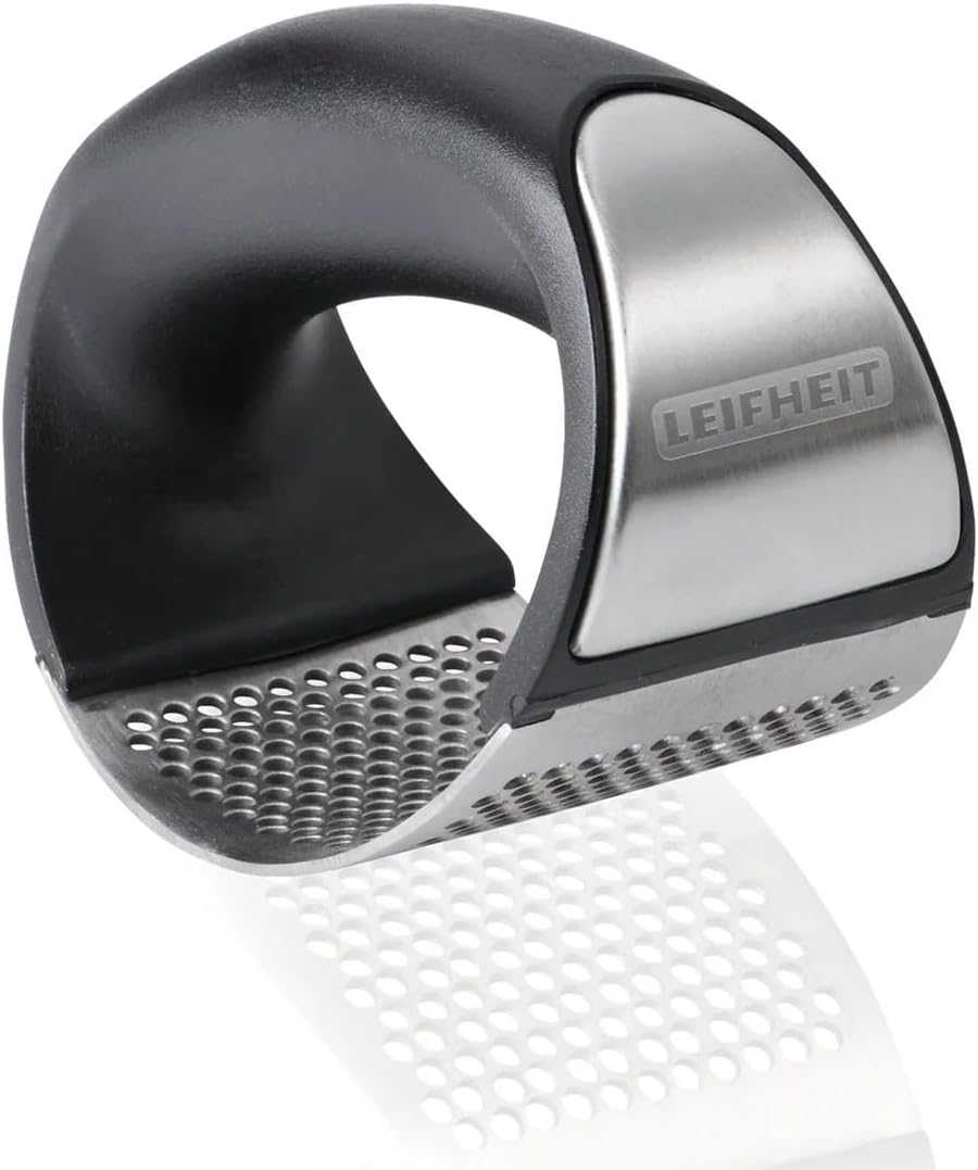 Garlic-King Proline Garlic Press Rocker, Time Saving, Durable Strong Mincer Tool - Easy to Use & Clean Crusher, Dishwasher Safe, Kitchen Gadget Smasher, Black/Silver