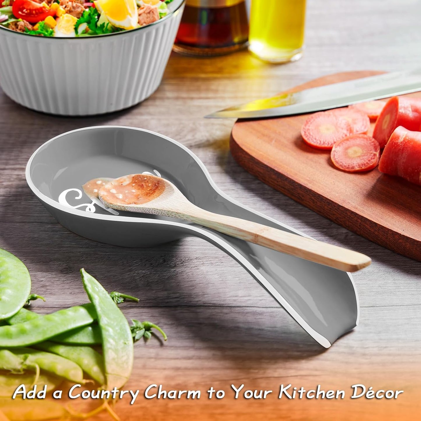 Ceramic Spoon Rest for Stove Top, Large Spoon Holder, Spoon Rest for Kitchen Counter, Spatula Holder Utensil Rest for Ladles, Tong, Modern Rustic Kitchen Decor, Black