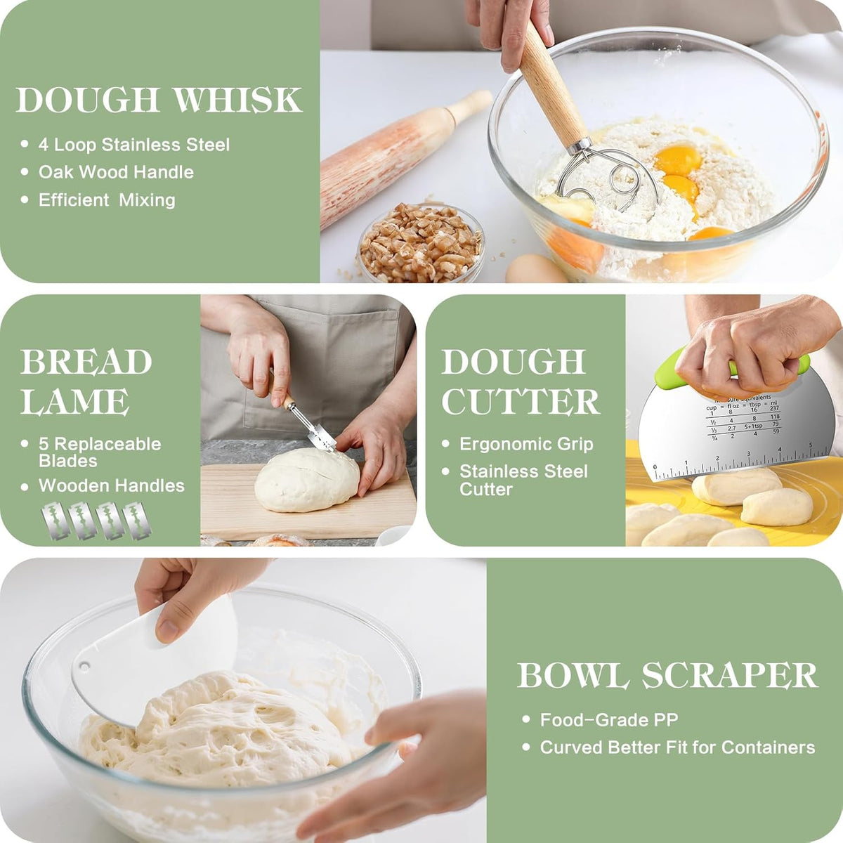 Sourdough Starter Kit, 9'' Round Banneton Bread Proofing Basket, Sourdough Kit with Jar, Sourdough Bread Baking Supplies with Bread Lame, Dough Scraper, Dough Whisk, Silicone Bread Sling