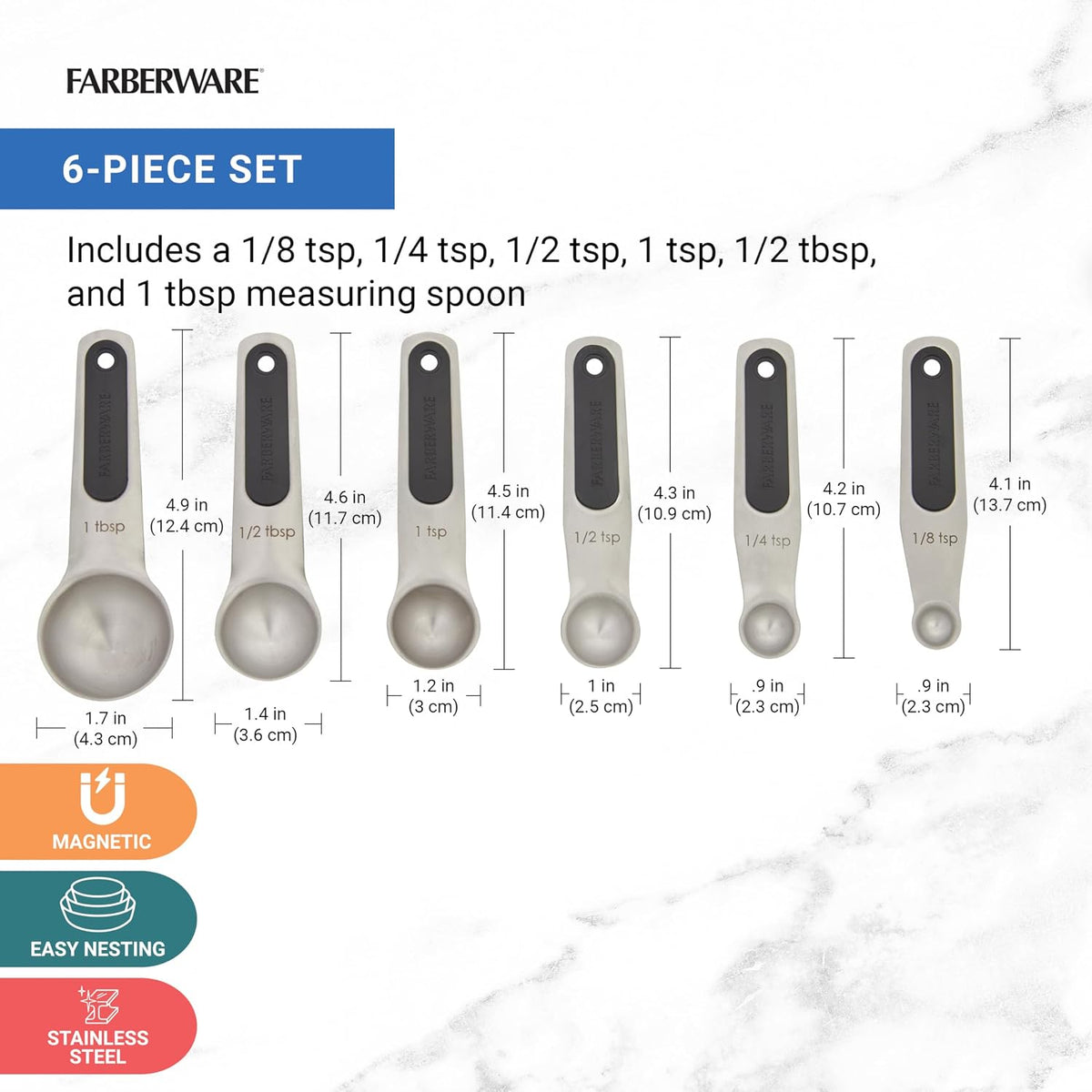 Professional Set of 5 Stainless Steel Measuring Cups, Precision and Ease in Every Scoop, Features Magnetic Handles for Easy Storage, Dishwasher Safe