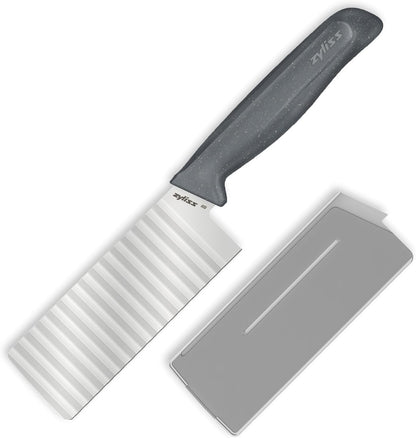 Crinkle Cut Knife – Stainless Steel Wavy Blade for Crinkle Cut French Fries, Vegetables & Fruit – Fun Snack & Garnish Cutter with Wheat Straw Handle, Dishwasher Safe, 5-Year Guarantee 4.5"