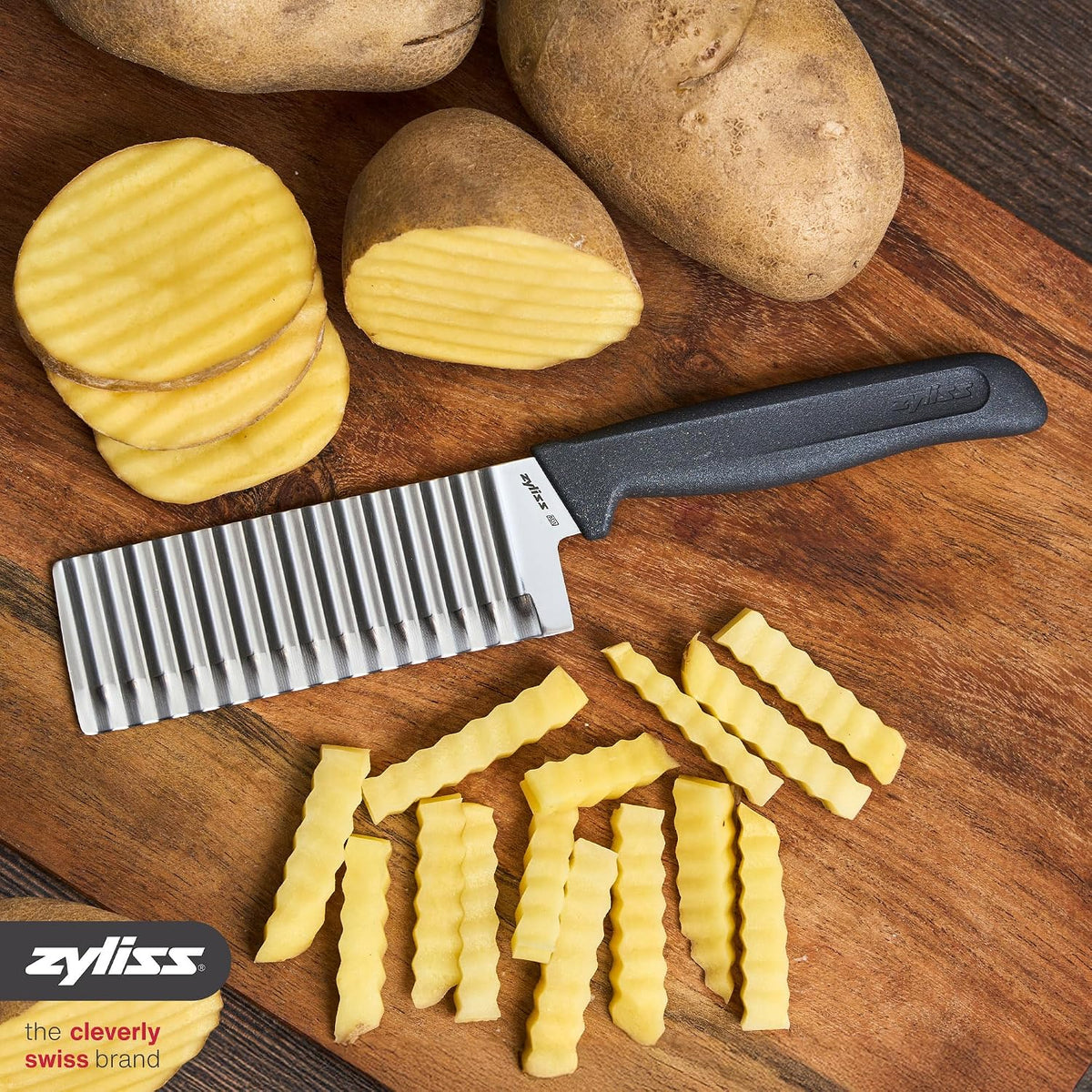 Crinkle Cut Knife – Stainless Steel Wavy Blade for Crinkle Cut French Fries, Vegetables & Fruit – Fun Snack & Garnish Cutter with Wheat Straw Handle, Dishwasher Safe, 5-Year Guarantee 4.5"