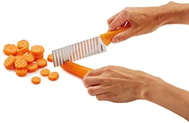 Crinkle Cut Knife – Stainless Steel Wavy Blade for Crinkle Cut French Fries, Vegetables & Fruit – Fun Snack & Garnish Cutter with Wheat Straw Handle, Dishwasher Safe, 5-Year Guarantee 4.5"