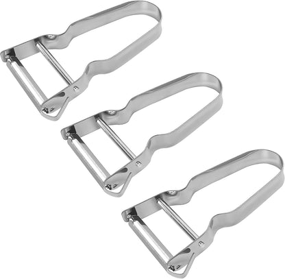 3PCS Vegetable & Potato Peeler in Silver Color, Stainless Steel Handle & Blade for Kitchen, Normal, vegetable-peelers-190424