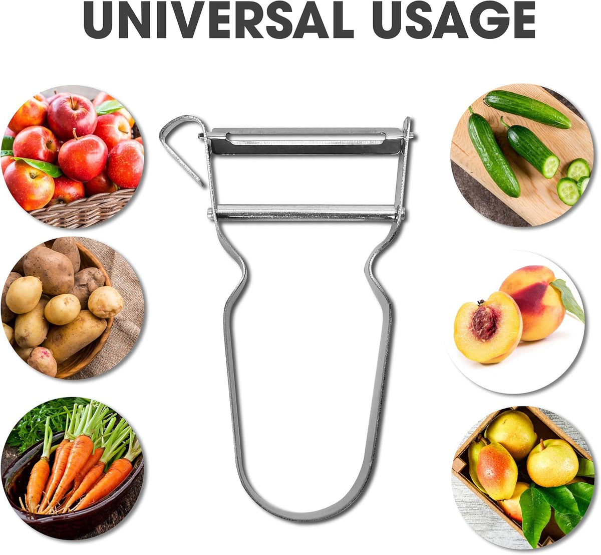 3PCS Vegetable & Potato Peeler in Silver Color, Stainless Steel Handle & Blade for Kitchen, Normal, vegetable-peelers-190424
