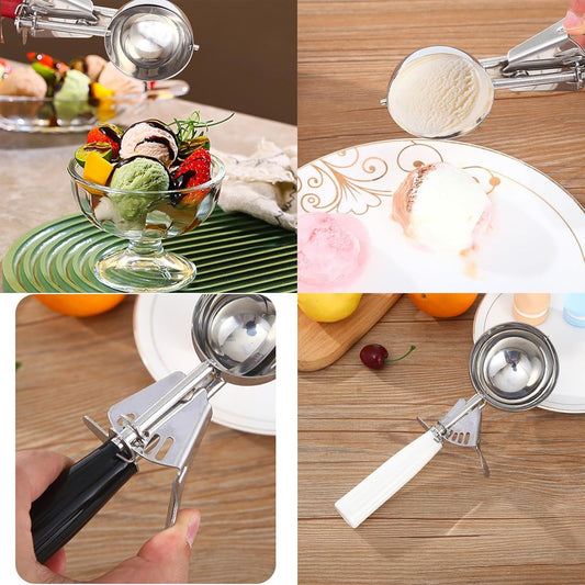Stainless Steel Portion Scoop with Comfort Handle,Easy to Clean,Ice Cream Disher with Trigger Release,Cookie Scoop for Portion Control,Half Cup for Cookie Dough