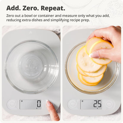 Food Scale – Digital Kitchen Scale, 1g Precision, Easy-Tare & Quick Conversion, Slim Compact Design, Durable & Portable | Ideal for Cooking, Baking & Meal Prep (Ash Gray)