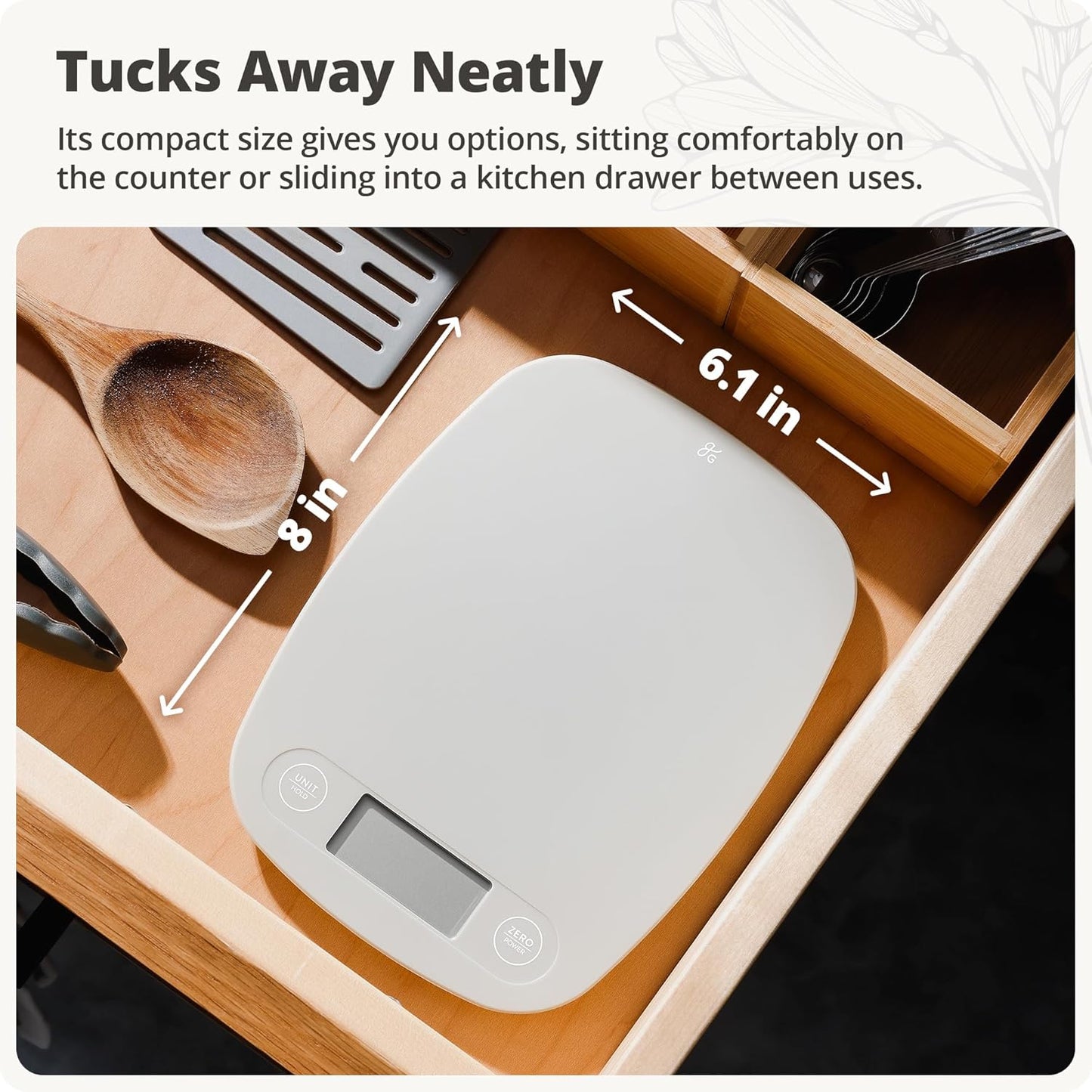 Food Scale – Digital Kitchen Scale, 1g Precision, Easy-Tare & Quick Conversion, Slim Compact Design, Durable & Portable | Ideal for Cooking, Baking & Meal Prep (Ash Gray)