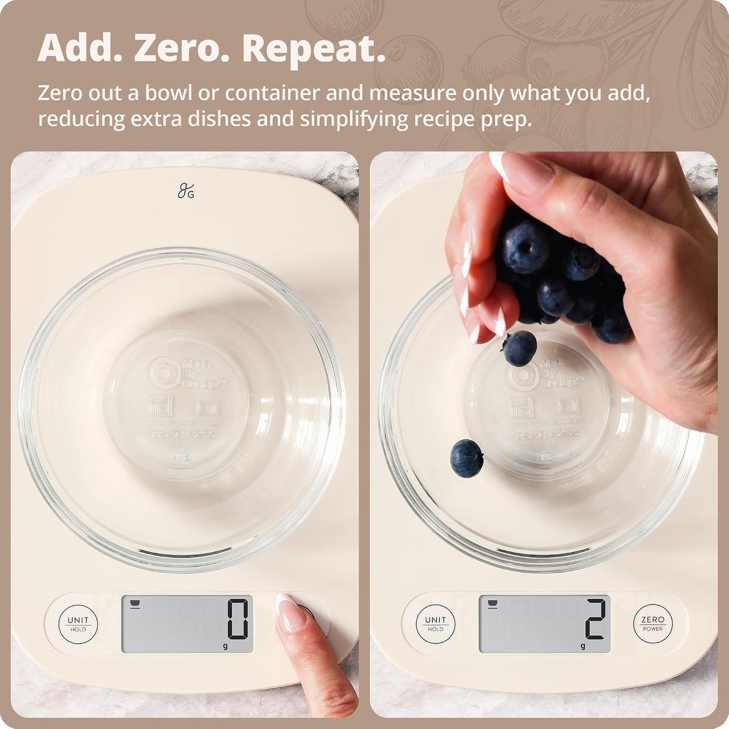 Food Scale – Digital Kitchen Scale, 1g Precision, Easy-Tare & Quick Conversion, Slim Compact Design, Durable & Portable | Ideal for Cooking, Baking & Meal Prep (Ash Gray)