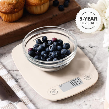 Food Scale – Digital Kitchen Scale, 1g Precision, Easy-Tare & Quick Conversion, Slim Compact Design, Durable & Portable | Ideal for Cooking, Baking & Meal Prep (Ash Gray)