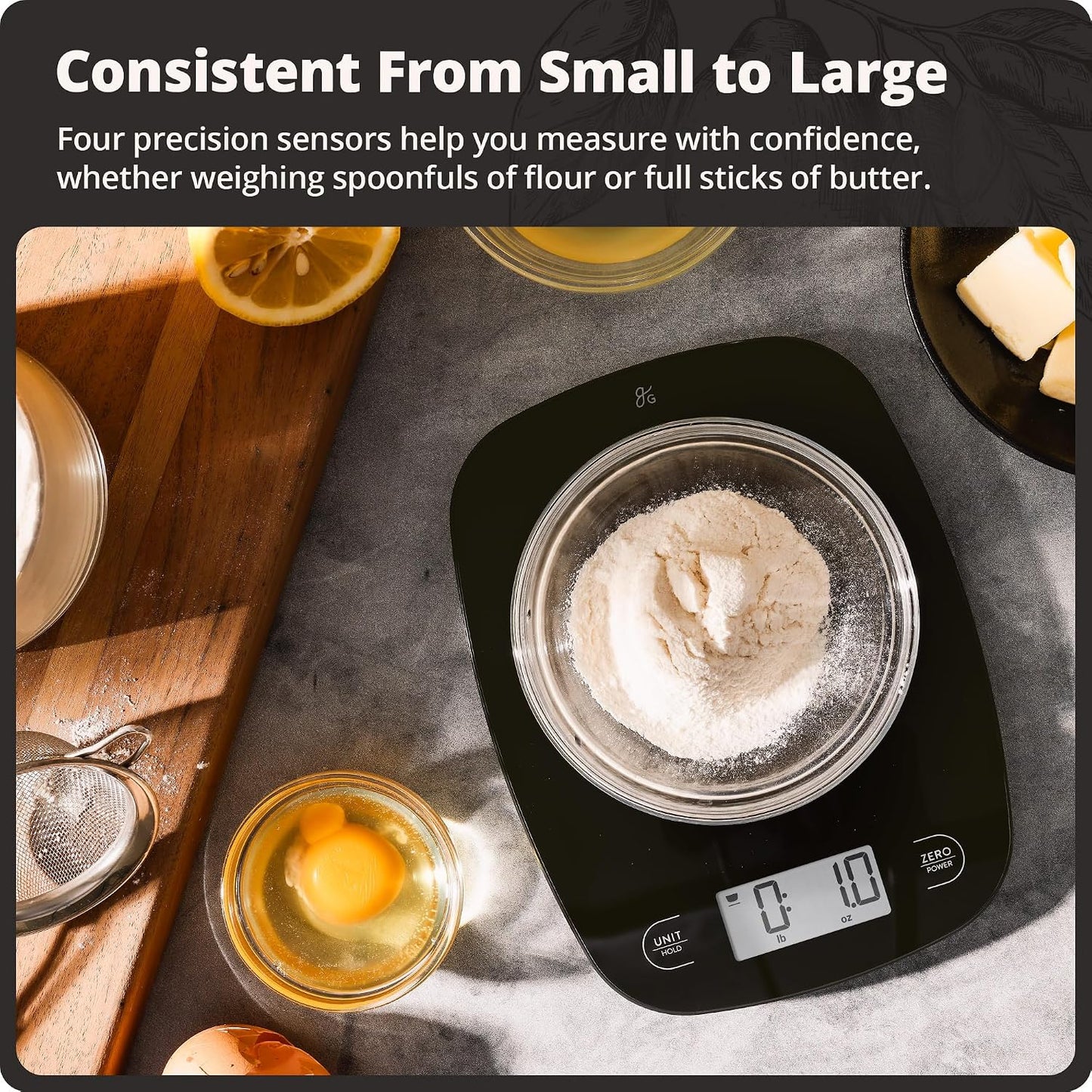 Food Scale – Digital Kitchen Scale, 1g Precision, Easy-Tare & Quick Conversion, Slim Compact Design, Durable & Portable | Ideal for Cooking, Baking & Meal Prep (Ash Gray)