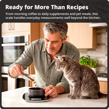 Food Scale – Digital Kitchen Scale, 1g Precision, Easy-Tare & Quick Conversion, Slim Compact Design, Durable & Portable | Ideal for Cooking, Baking & Meal Prep (Ash Gray)