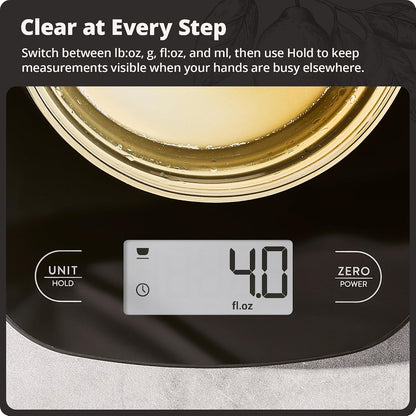 Food Scale – Digital Kitchen Scale, 1g Precision, Easy-Tare & Quick Conversion, Slim Compact Design, Durable & Portable | Ideal for Cooking, Baking & Meal Prep (Ash Gray)