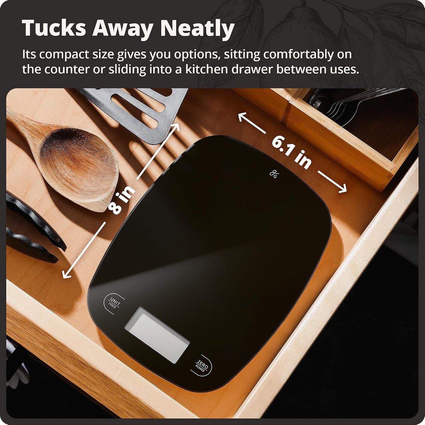 Food Scale – Digital Kitchen Scale, 1g Precision, Easy-Tare & Quick Conversion, Slim Compact Design, Durable & Portable | Ideal for Cooking, Baking & Meal Prep (Ash Gray)