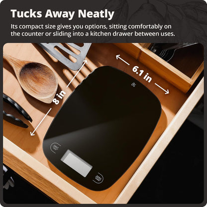 Food Scale – Digital Kitchen Scale, 1g Precision, Easy-Tare & Quick Conversion, Slim Compact Design, Durable & Portable | Ideal for Cooking, Baking & Meal Prep (Ash Gray)
