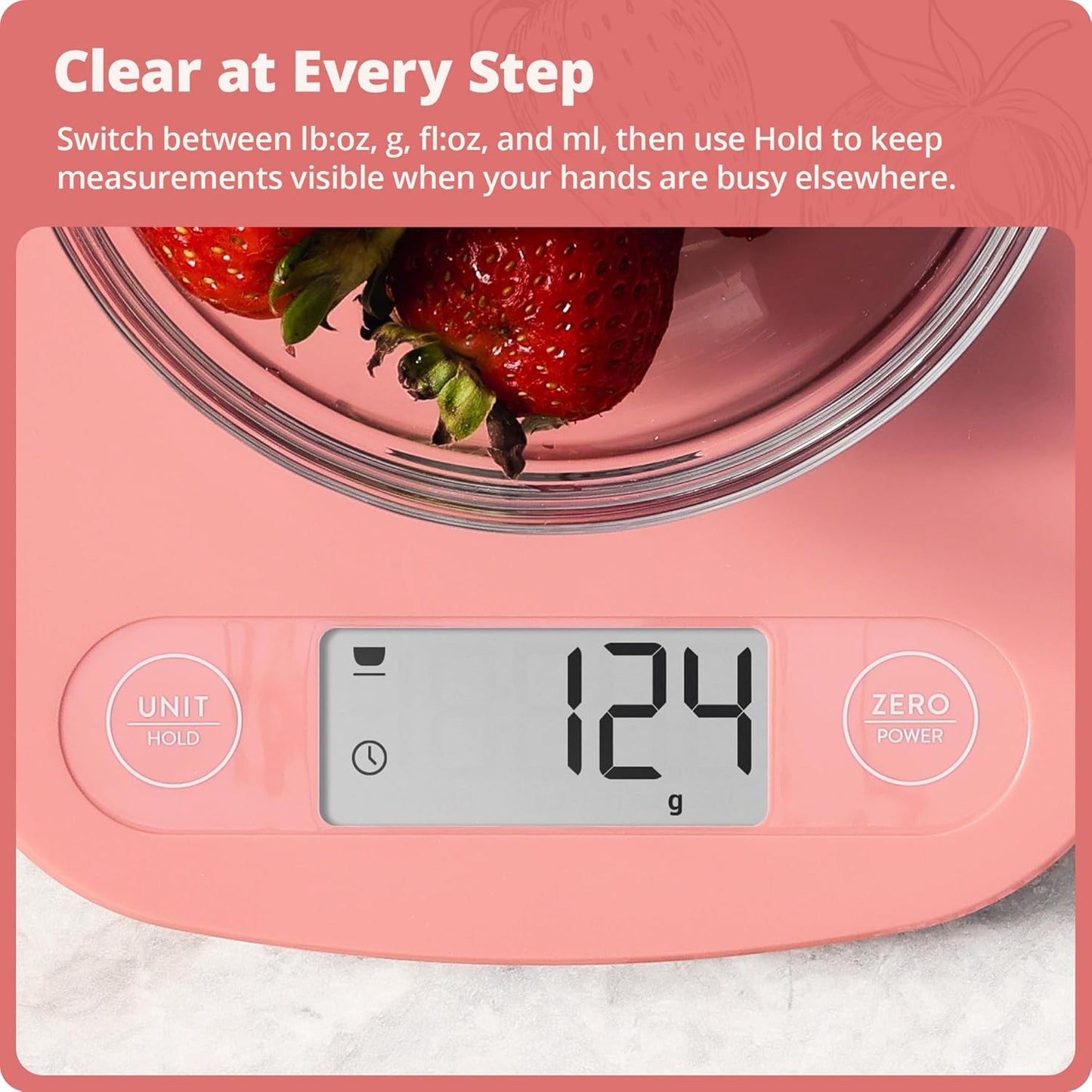 Food Scale – Digital Kitchen Scale, 1g Precision, Easy-Tare & Quick Conversion, Slim Compact Design, Durable & Portable | Ideal for Cooking, Baking & Meal Prep (Ash Gray)