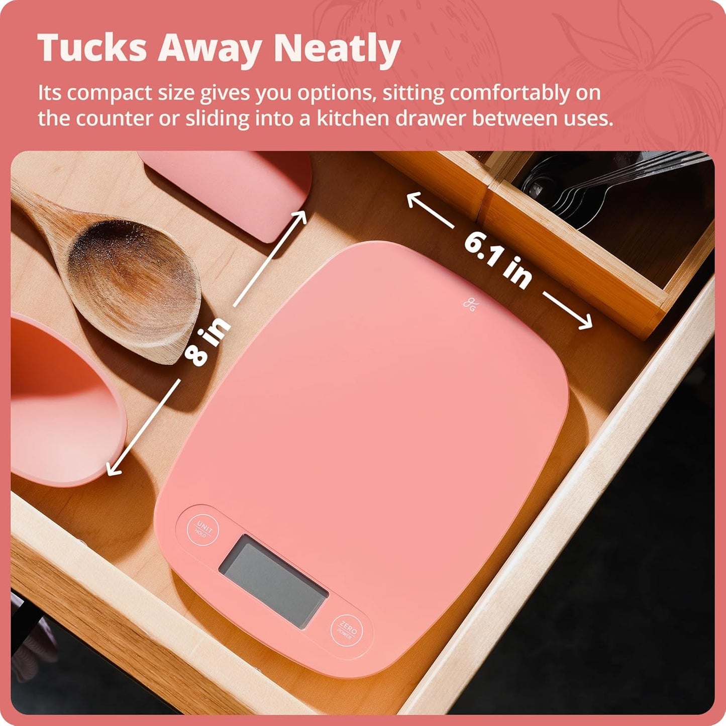 Food Scale – Digital Kitchen Scale, 1g Precision, Easy-Tare & Quick Conversion, Slim Compact Design, Durable & Portable | Ideal for Cooking, Baking & Meal Prep (Ash Gray)