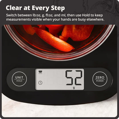 Food Scale – Digital Kitchen Scale, 1g Precision, Easy-Tare & Quick Conversion, Slim Compact Design, Durable & Portable | Ideal for Cooking, Baking & Meal Prep (Ash Gray)