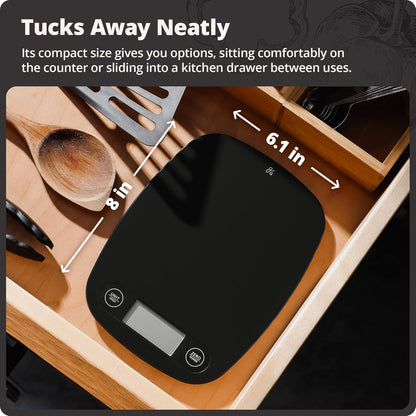 Food Scale – Digital Kitchen Scale, 1g Precision, Easy-Tare & Quick Conversion, Slim Compact Design, Durable & Portable | Ideal for Cooking, Baking & Meal Prep (Ash Gray)