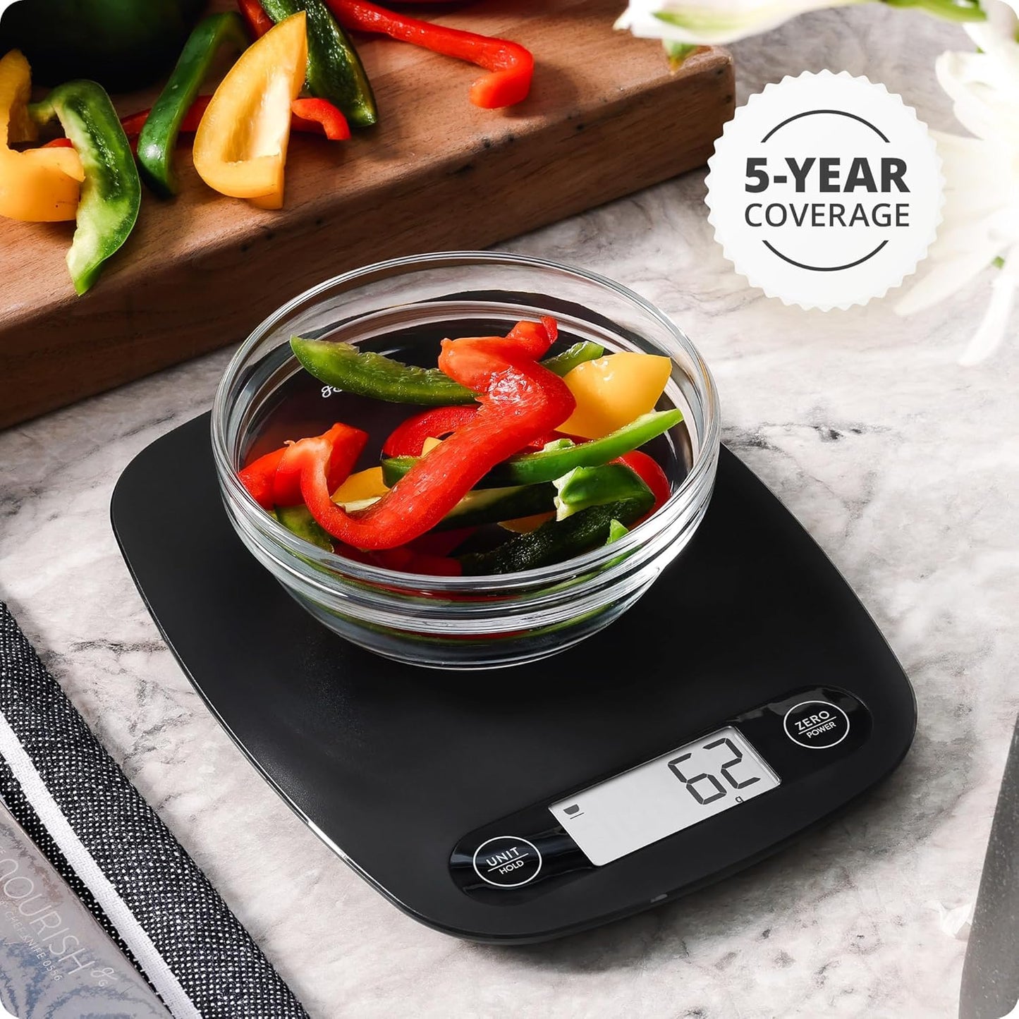 Food Scale – Digital Kitchen Scale, 1g Precision, Easy-Tare & Quick Conversion, Slim Compact Design, Durable & Portable | Ideal for Cooking, Baking & Meal Prep (Ash Gray)