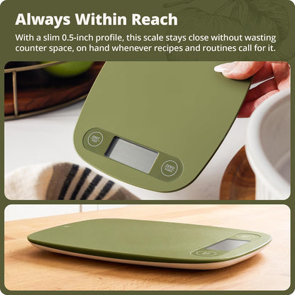 Food Scale – Digital Kitchen Scale, 1g Precision, Easy-Tare & Quick Conversion, Slim Compact Design, Durable & Portable | Ideal for Cooking, Baking & Meal Prep (Ash Gray)