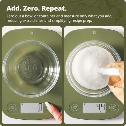 Food Scale – Digital Kitchen Scale, 1g Precision, Easy-Tare & Quick Conversion, Slim Compact Design, Durable & Portable | Ideal for Cooking, Baking & Meal Prep (Ash Gray)