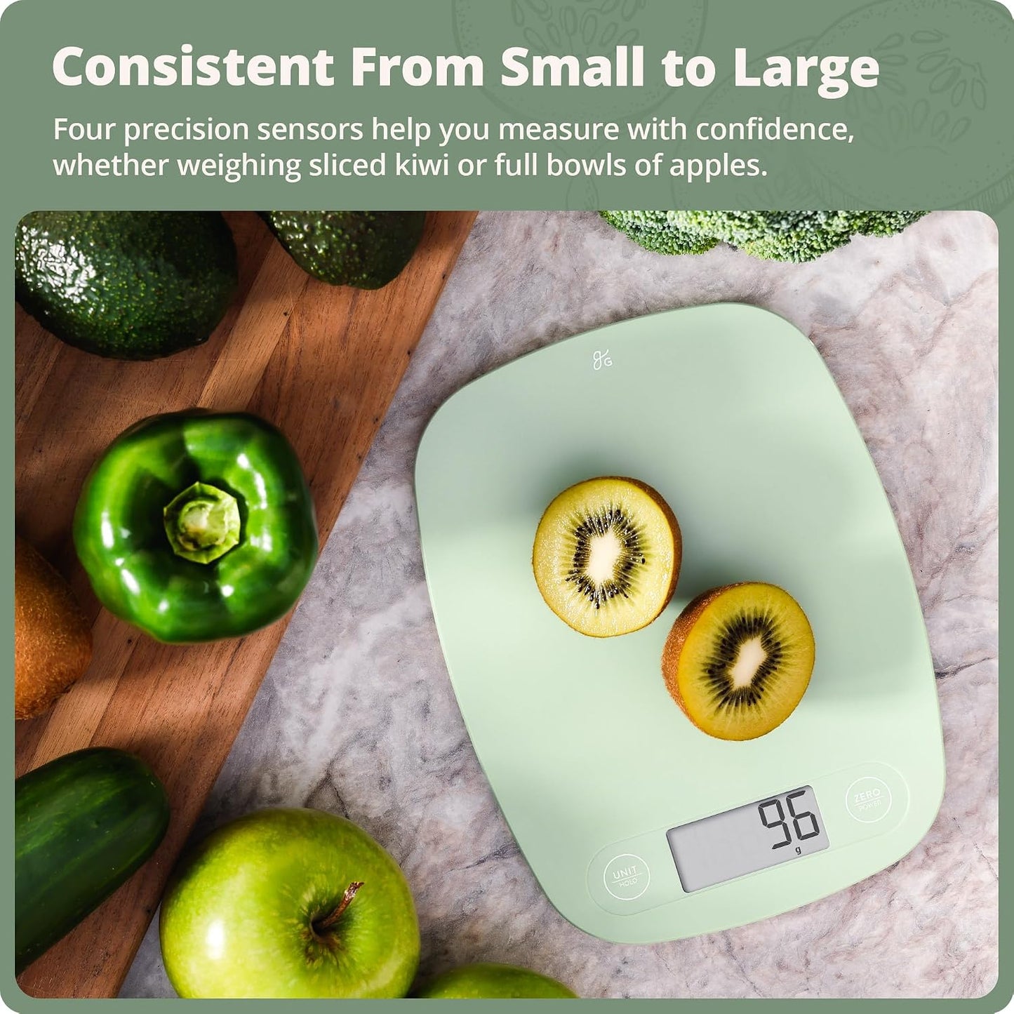 Food Scale – Digital Kitchen Scale, 1g Precision, Easy-Tare & Quick Conversion, Slim Compact Design, Durable & Portable | Ideal for Cooking, Baking & Meal Prep (Ash Gray)