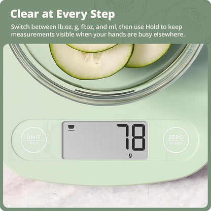 Food Scale – Digital Kitchen Scale, 1g Precision, Easy-Tare & Quick Conversion, Slim Compact Design, Durable & Portable | Ideal for Cooking, Baking & Meal Prep (Ash Gray)