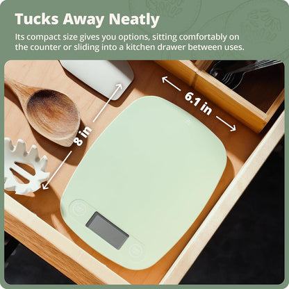 Food Scale – Digital Kitchen Scale, 1g Precision, Easy-Tare & Quick Conversion, Slim Compact Design, Durable & Portable | Ideal for Cooking, Baking & Meal Prep (Ash Gray)