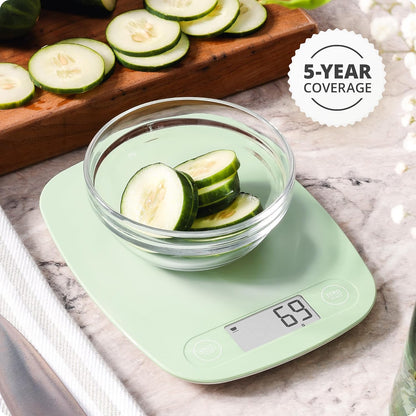Food Scale – Digital Kitchen Scale, 1g Precision, Easy-Tare & Quick Conversion, Slim Compact Design, Durable & Portable | Ideal for Cooking, Baking & Meal Prep (Ash Gray)
