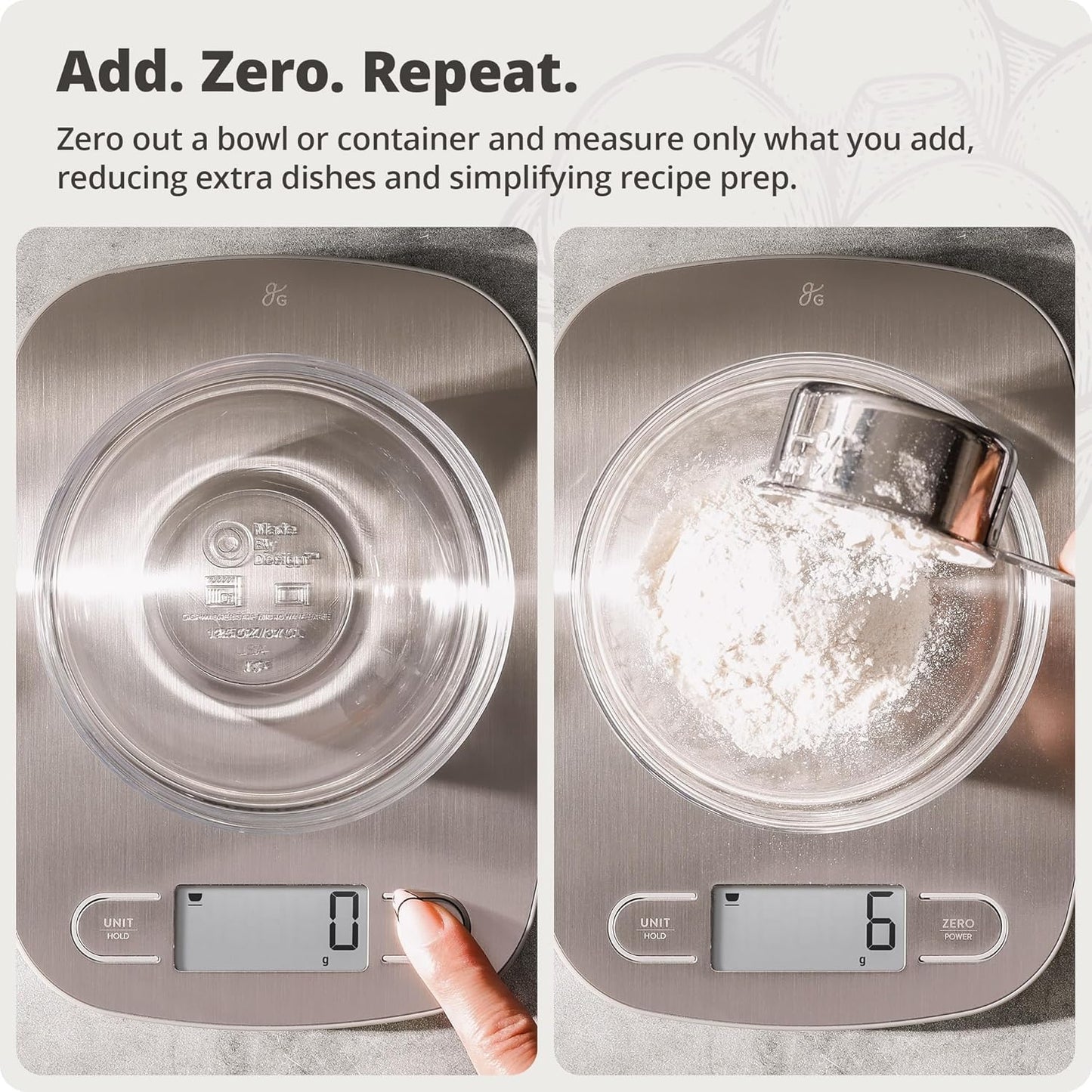 Food Scale – Digital Kitchen Scale, 1g Precision, Easy-Tare & Quick Conversion, Slim Compact Design, Durable & Portable | Ideal for Cooking, Baking & Meal Prep (Ash Gray)