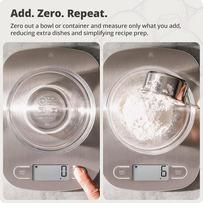 Food Scale – Digital Kitchen Scale, 1g Precision, Easy-Tare & Quick Conversion, Slim Compact Design, Durable & Portable | Ideal for Cooking, Baking & Meal Prep (Ash Gray)