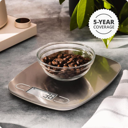 Food Scale – Digital Kitchen Scale, 1g Precision, Easy-Tare & Quick Conversion, Slim Compact Design, Durable & Portable | Ideal for Cooking, Baking & Meal Prep (Ash Gray)