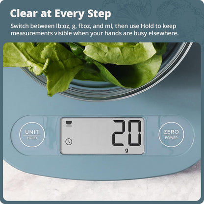 Food Scale – Digital Kitchen Scale, 1g Precision, Easy-Tare & Quick Conversion, Slim Compact Design, Durable & Portable | Ideal for Cooking, Baking & Meal Prep (Ash Gray)
