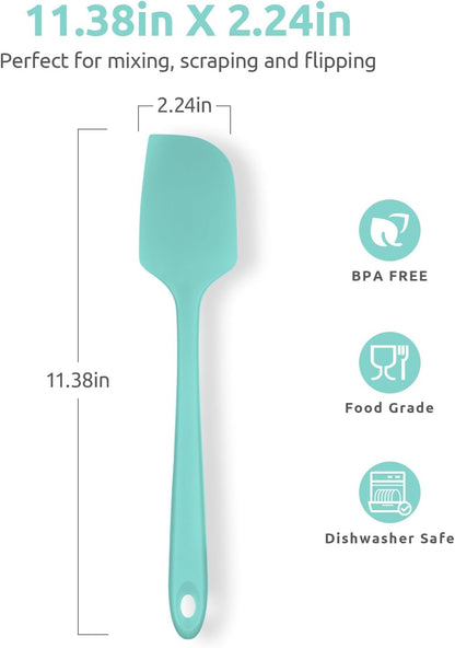 Silicone Large Spatula, 600ºF High Temp Scraper, 11.38in, Aqua Sky | Food Grade Heat Resistant Silicon, Seamless Flexible Plastic Spatula Kitchen Use, Rubber Scraper for Baking Cooking Mixing