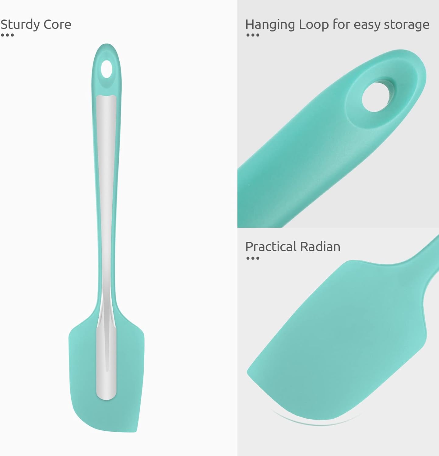 Silicone Large Spatula, 600ºF High Temp Scraper, 11.38in, Aqua Sky | Food Grade Heat Resistant Silicon, Seamless Flexible Plastic Spatula Kitchen Use, Rubber Scraper for Baking Cooking Mixing