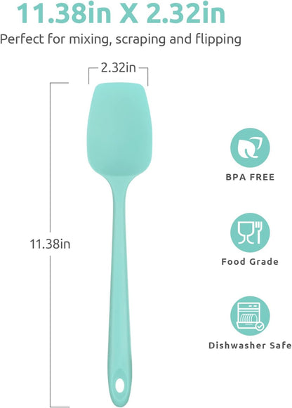 Silicone Large Spatula, 600ºF High Temp Scraper, 11.38in, Aqua Sky | Food Grade Heat Resistant Silicon, Seamless Flexible Plastic Spatula Kitchen Use, Rubber Scraper for Baking Cooking Mixing