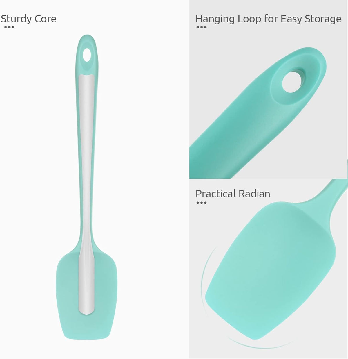 Silicone Large Spatula, 600ºF High Temp Scraper, 11.38in, Aqua Sky | Food Grade Heat Resistant Silicon, Seamless Flexible Plastic Spatula Kitchen Use, Rubber Scraper for Baking Cooking Mixing