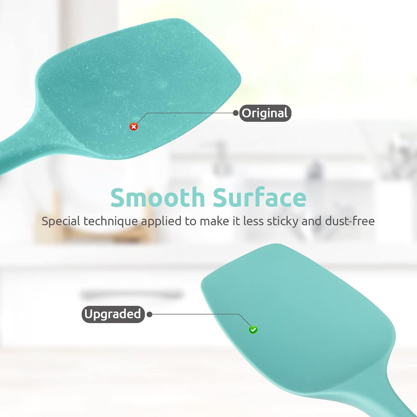 Silicone Large Spatula, 600ºF High Temp Scraper, 11.38in, Aqua Sky | Food Grade Heat Resistant Silicon, Seamless Flexible Plastic Spatula Kitchen Use, Rubber Scraper for Baking Cooking Mixing
