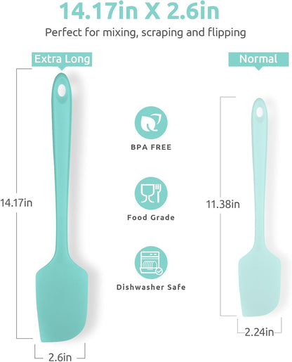 Silicone Large Spatula, 600ºF High Temp Scraper, 11.38in, Aqua Sky | Food Grade Heat Resistant Silicon, Seamless Flexible Plastic Spatula Kitchen Use, Rubber Scraper for Baking Cooking Mixing