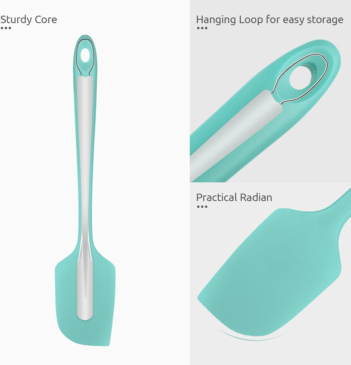 Silicone Large Spatula, 600ºF High Temp Scraper, 11.38in, Aqua Sky | Food Grade Heat Resistant Silicon, Seamless Flexible Plastic Spatula Kitchen Use, Rubber Scraper for Baking Cooking Mixing