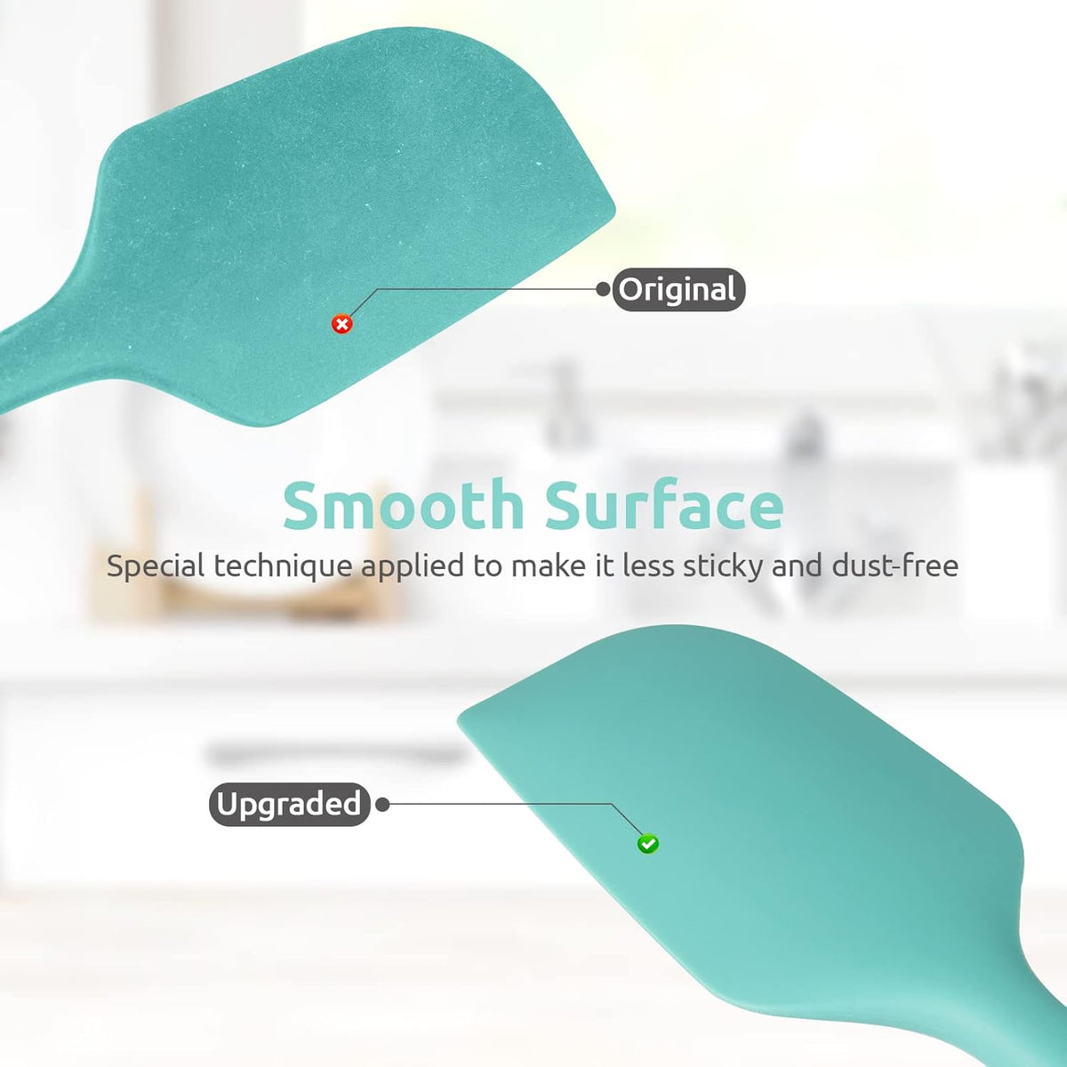 Silicone Large Spatula, 600ºF High Temp Scraper, 11.38in, Aqua Sky | Food Grade Heat Resistant Silicon, Seamless Flexible Plastic Spatula Kitchen Use, Rubber Scraper for Baking Cooking Mixing