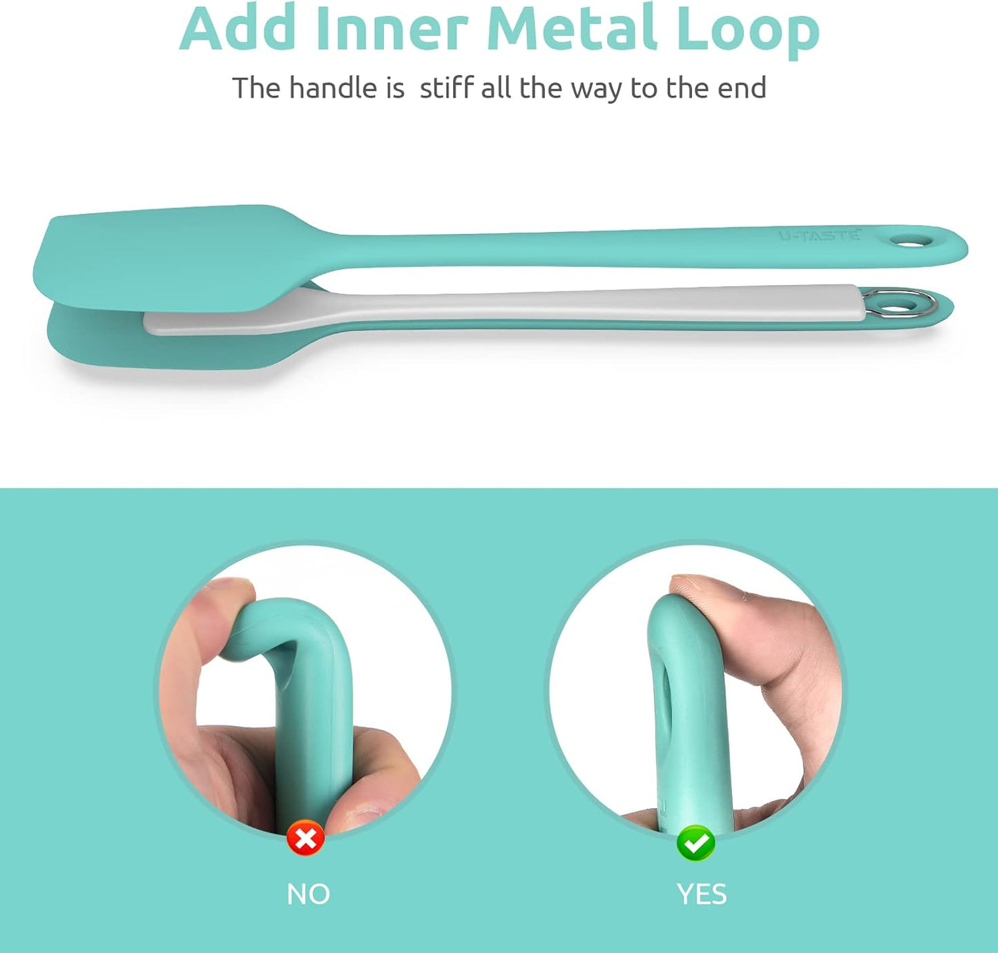 Silicone Large Spatula, 600ºF High Temp Scraper, 11.38in, Aqua Sky | Food Grade Heat Resistant Silicon, Seamless Flexible Plastic Spatula Kitchen Use, Rubber Scraper for Baking Cooking Mixing