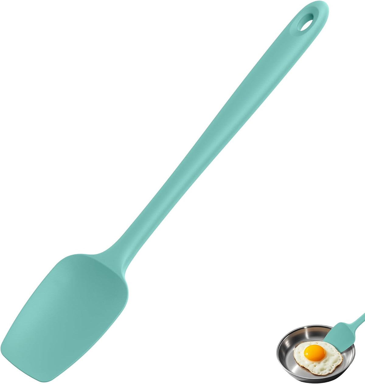 Silicone Large Spatula, 600ºF High Temp Scraper, 11.38in, Aqua Sky | Food Grade Heat Resistant Silicon, Seamless Flexible Plastic Spatula Kitchen Use, Rubber Scraper for Baking Cooking Mixing
