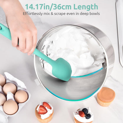 Silicone Large Spatula, 600ºF High Temp Scraper, 11.38in, Aqua Sky | Food Grade Heat Resistant Silicon, Seamless Flexible Plastic Spatula Kitchen Use, Rubber Scraper for Baking Cooking Mixing