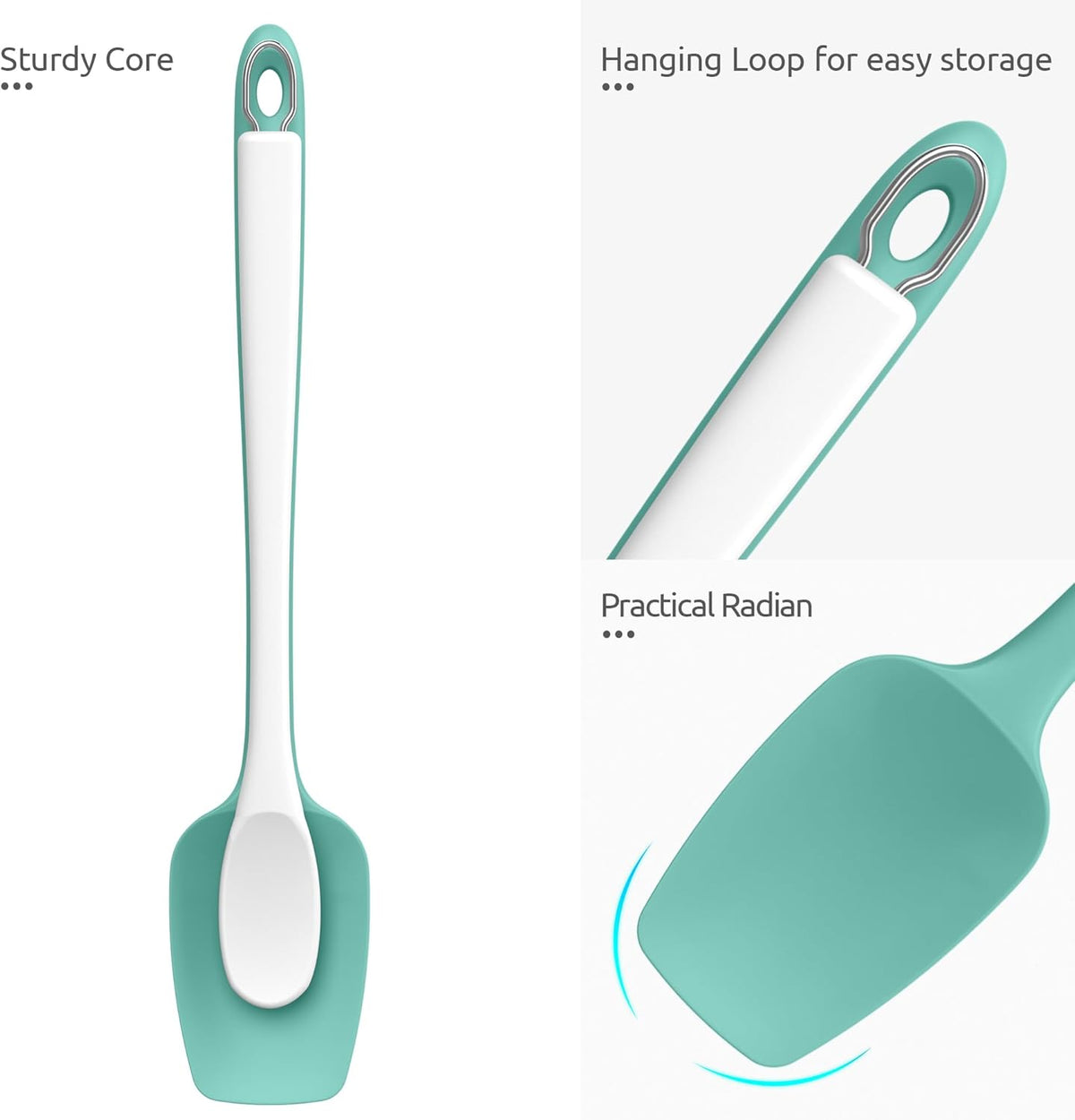 Silicone Large Spatula, 600ºF High Temp Scraper, 11.38in, Aqua Sky | Food Grade Heat Resistant Silicon, Seamless Flexible Plastic Spatula Kitchen Use, Rubber Scraper for Baking Cooking Mixing