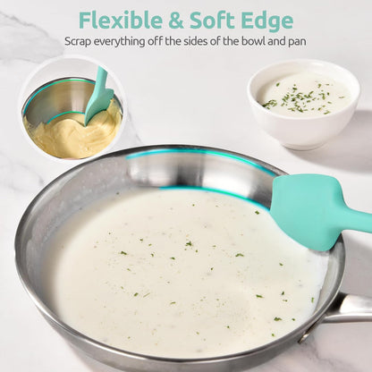 Silicone Large Spatula, 600ºF High Temp Scraper, 11.38in, Aqua Sky | Food Grade Heat Resistant Silicon, Seamless Flexible Plastic Spatula Kitchen Use, Rubber Scraper for Baking Cooking Mixing