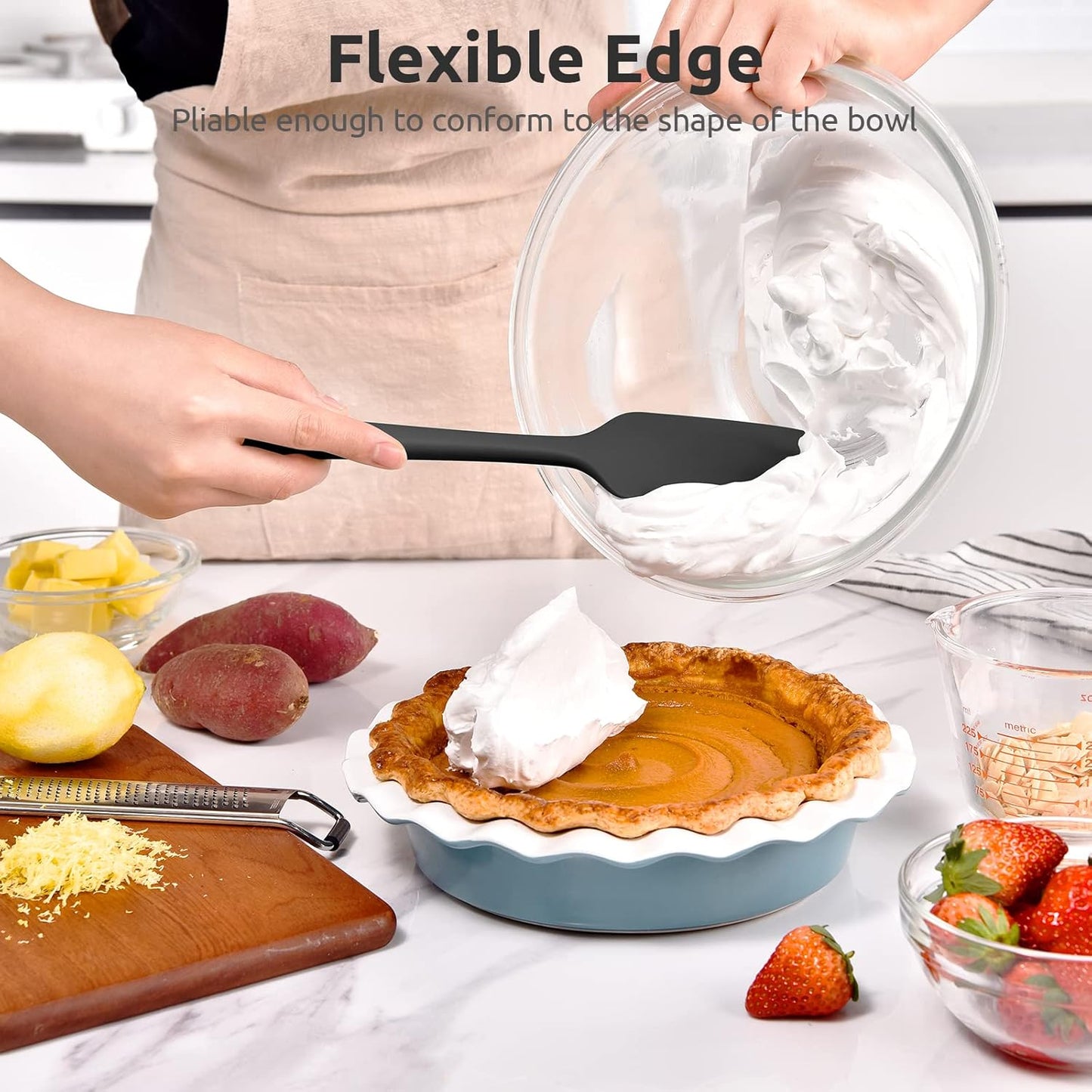 Silicone Large Spatula, 600ºF High Temp Scraper, 11.38in, Aqua Sky | Food Grade Heat Resistant Silicon, Seamless Flexible Plastic Spatula Kitchen Use, Rubber Scraper for Baking Cooking Mixing